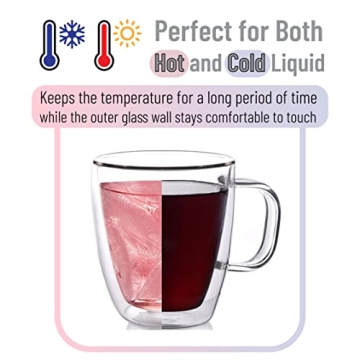 Stylish BTaT Double Wall Insulated Glass Coffee Mugs