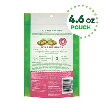 FELINE GREENIES SMARTBITES Skin & Fur Health Crunchy and Soft Natural Cat Treats, Salmon Flavor, 4.6...