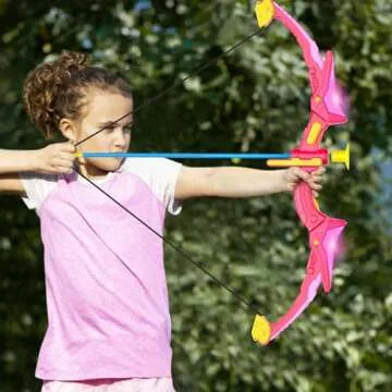 2 Pack Kids Bow and Arrow Set, Pink Light Up Archery Toy Set, 2 Foam Dart Guns & 6 Target Cans Toys ...