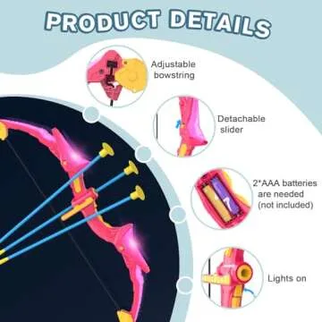 2 Pack Kids Bow and Arrow Set, Pink Light Up Archery Toy Set, 2 Foam Dart Guns & 6 Target Cans Toys for Ages 5-7, Kids Indoor Outdoor Birthday Gifts Ideas for Boys Girls 4 5 6 7 8 9 10 Year Old