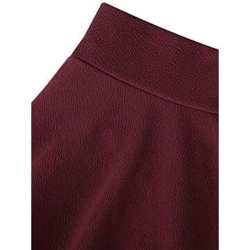 DJT Women's Basic Versatile Casual Stretchy Flared Pleated Mini Skater Skirt with Shorts X-Large Wine