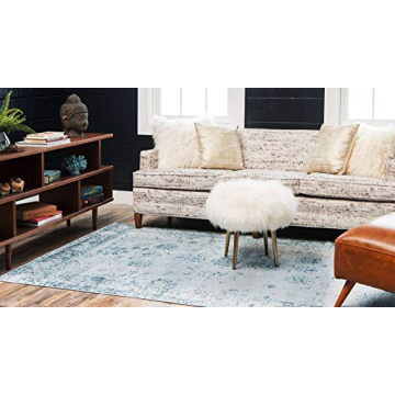 Unique Loom Sofia Collection Area Rug - Casino (8' x 10' Rectangle Light Blue/Ivory)