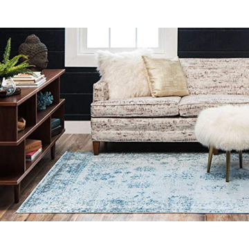 Unique Loom Sofia Collection Area Rug - Casino (8' x 10' Rectangle Light Blue/Ivory)