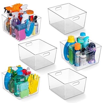 ClearSpace XL 6-Pack Clear Plastic Storage Bins – Perfect for Kitchen, Pantry & Fridge Organizatio...