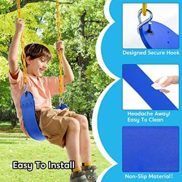 TURFEE 2 Pack Swing for Outdoor Swing Set, Swing Seat Replacement Kit with 66" Heavy Duty Chains, 4 Snap Hook for Kids Outdoor Play Playground, Trees, Playground (Blue)