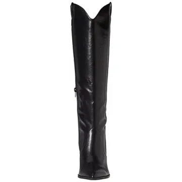 The Drop Women's Cassandra Knee-High Western Boot, Black, 7.5