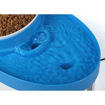 Filtered Pet Fountain Feeder with Removable Food Bowl and Built-In Nightlight - Great for Cats and D...