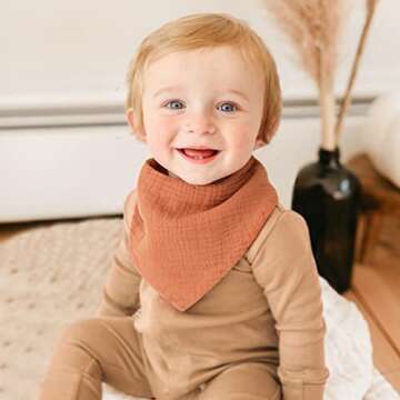 Konssy Muslin Baby Bibs 10 Pack Baby Bandana Drool Bibs 100% Cotton for Unisex Boys Girls,10 Solid Colors Set for Teething Drooling