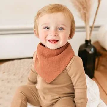 Konssy Muslin Baby Bibs 10 Pack Baby Bandana Drool Bibs 100% Cotton for Unisex Boys Girls,10 Solid Colors Set for Teething Drooling