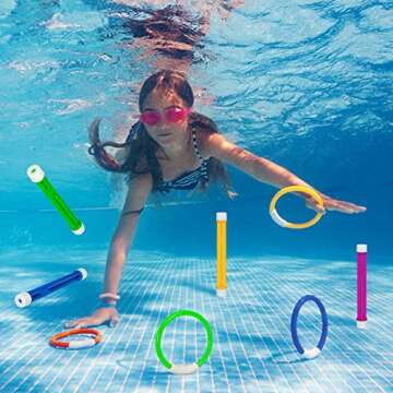 Underwater Pool Toys for Kids Ages 4-8, Summer Training Swim Pool Diving Toys Gift Set, Swimming Poo...