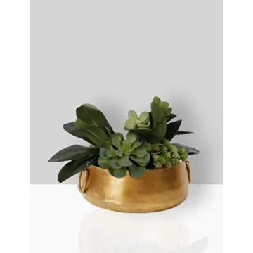 Gold Iron Handi Bowl Traditional Indian Home Decor Centerpiece