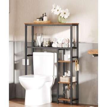 HOOBRO Over The Toilet Storage, 5-Tier Industrial Bathroom Organizer, Bathroom Space Saver with Toil...