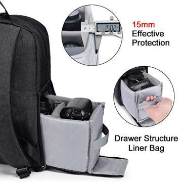 CADEN DSLR Backpack for Camera & Laptop Travel - Sleek Design