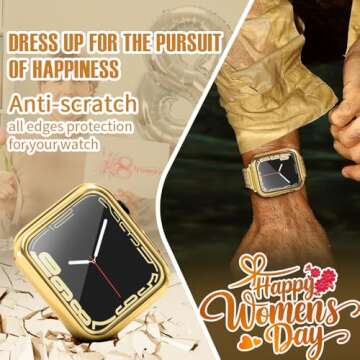 top4cus 45mm Cover Soft TPU Anti-Scratch Lightweight 45mm Iwatch Case All-Around Screen Protector, Optional Cases Compatible with Apple Watch Series 10/9/8/7/6/SE/SE2/5/4/3/2/1 -Gold