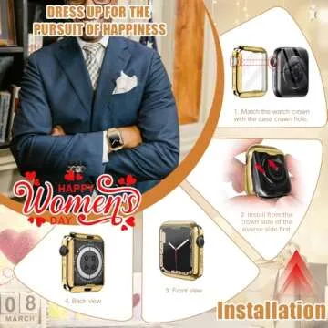 top4cus 45mm Cover Soft TPU Anti-Scratch Lightweight 45mm Iwatch Case All-Around Screen Protector, Optional Cases Compatible with Apple Watch Series 10/9/8/7/6/SE/SE2/5/4/3/2/1 -Gold