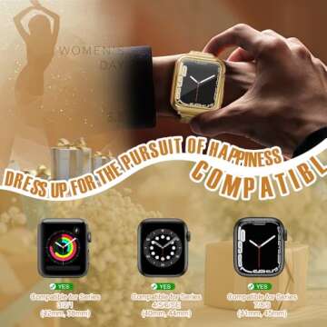 top4cus 45mm Cover Soft TPU Anti-Scratch Lightweight 45mm Iwatch Case All-Around Screen Protector, Optional Cases Compatible with Apple Watch Series 10/9/8/7/6/SE/SE2/5/4/3/2/1 -Gold