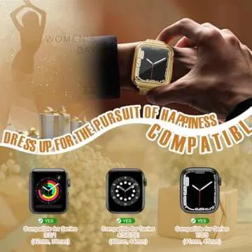 top4cus 45mm Cover Soft TPU Anti-Scratch Lightweight 45mm Iwatch Case All-Around Screen Protector, Optional Cases Compatible with Apple Watch Series 10/9/8/7/6/SE/SE2/5/4/3/2/1 -Gold