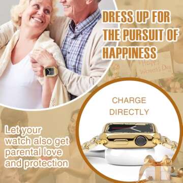 top4cus 45mm Cover Soft TPU Anti-Scratch Lightweight 45mm Iwatch Case All-Around Screen Protector, Optional Cases Compatible with Apple Watch Series 10/9/8/7/6/SE/SE2/5/4/3/2/1 -Gold