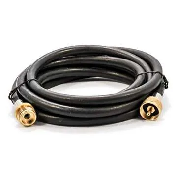 Camco Propane Brass 4 Port Tee- Comes with 5ft and 12ft Hoses, Allows for Connection Between Auxiliary Propane Cylinder and Propane Appliances (59123), Black