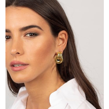 Stylish Aprilery Gold Chunky Geometric Earrings for Women