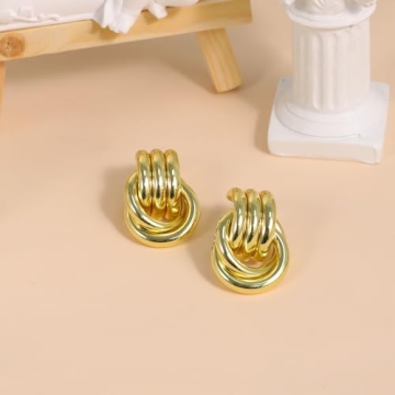 Stylish Aprilery Gold Chunky Geometric Earrings for Women