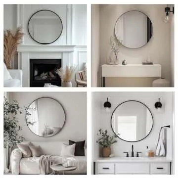 Oruii Black Circle Mirror, 20 inch Round Mirror, Wall Mirror Circular, Black Bathroom Mirror, Round Wall Mirrors for Living Room, Bedroom, Bathroom, Washroom, Rustic, Vanity.