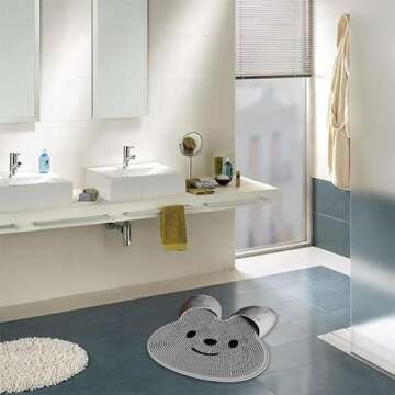 Silicone Rabbit Foot Rubbing Artifact Bathroom Anti-Slip with Suction Cups Improves Foot or Back Circulation Mat Rubbing Bath and Feet to Remove Dead Skin Shower Room Floor Mat (White)