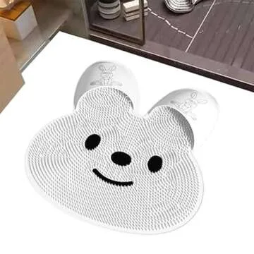 Silicone Rabbit Foot Rubbing Artifact Bathroom Anti-Slip with Suction Cups Improves Foot or Back Circulation Mat Rubbing Bath and Feet to Remove Dead Skin Shower Room Floor Mat (White)