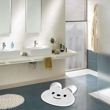 Silicone Rabbit Foot Rubbing Artifact Bathroom Anti-Slip with Suction Cups Improves Foot or Back Circulation Mat Rubbing Bath and Feet to Remove Dead Skin Shower Room Floor Mat (White)