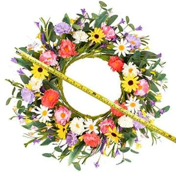 Vibrant 20” Artificial Flower Wreath for Home & Parties