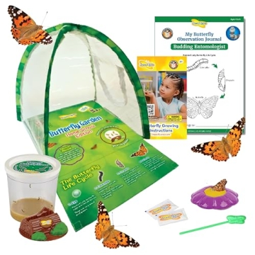 Insect Lore Butterfly Garden Home School Kit | Live Cup of Caterpillars | Ultra-Clear Observation Do...