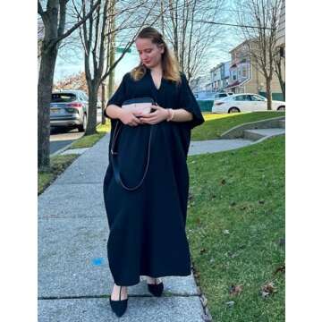 Bsubseach Women Kaftan Dresses Caftan Loungewear Maxi Dress Swimsuit Cover Up Beachwear Black