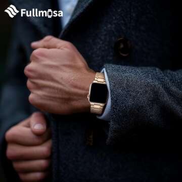 Fullmosa Bands Compatible Apple Watch 41mm 40mm 38mm 49mm 46mm 45mm 44mm 42mm, Stainless Steel iWatc...