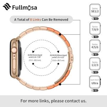 Fullmosa Bands Compatible Apple Watch 41mm 40mm 38mm 49mm 46mm 45mm 44mm 42mm, Stainless Steel iWatch Band with Case for Apple Watch Ultra Series 10 9 8 7 6 5 4 3 2 1 SE,38mm 40mm 41mm Rose Gold