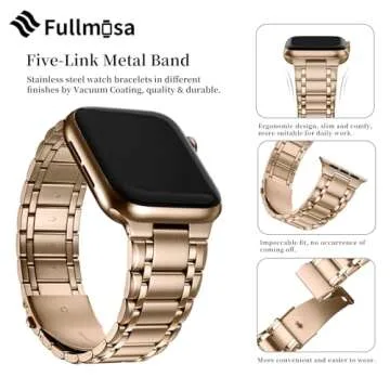 Fullmosa Bands Compatible Apple Watch 41mm 40mm 38mm 49mm 46mm 45mm 44mm 42mm, Stainless Steel iWatch Band with Case for Apple Watch Ultra Series 10 9 8 7 6 5 4 3 2 1 SE,38mm 40mm 41mm Rose Gold
