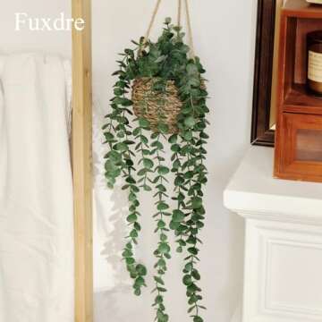 Fuxdre 3 Pack Mini Artificial Hanging Greenary Fake Hanging Plants in Basket for Wall Living Room Decor Bathroom Shelf Home Indoor