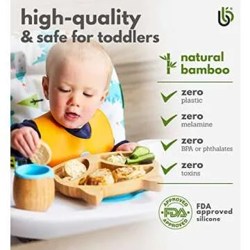 Bamboo Baby Plate with Suction for Safe Mealtimes