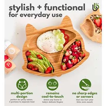 Bamboo Baby Plate with Suction for Safe Mealtimes