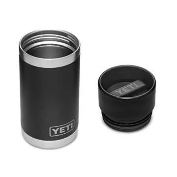 YETI Rambler 12 oz Bottle, Stainless Steel, Vacuum Insulated, with Hot Shot Cap, Black