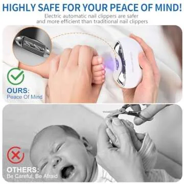 Automatic Baby Nail Clipper, Electric Nail Trimmer with LCD Digital Display, 3-Speeds Levels and Nail Clip Storage, USB Rechargeable Safety Nail Clippers for Babies, Children, Adults, Seniors