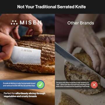 Misen Serrated Bread Knife - Effortless Slicing & Durability