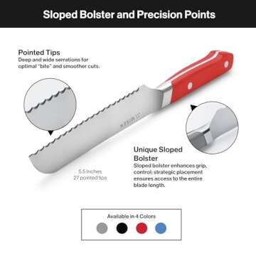 Misen Serrated Bread Knife - Effortless Slicing & Durability