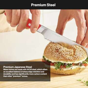 Misen Serrated Bread Knife - Effortless Slicing & Durability