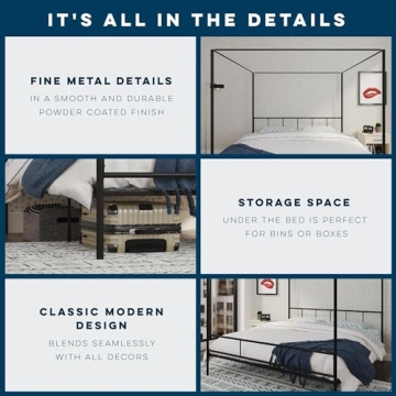 Novogratz Modern Four Poster Bed for Today’s Stylish Bedrooms