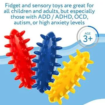 IMPRESA Spiky Sensory Rollers Pack of 3 Unbreakable Fidget Toys