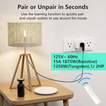 G-Homa Remote Control Outlet, Wireless Electrical Outlets Switch Plug for Household Appliances, Chri...