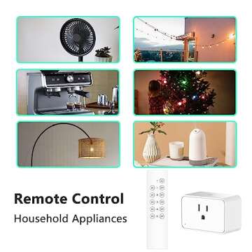 G-Homa Remote Control Outlet, Wireless Electrical Outlets Switch Plug for Household Appliances, Christmas Lights, 100FT Long Range, Learning Code, 1875W/15A, FCC & ETL Listed (5 Sockets+2 Remotes)