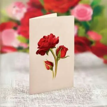 Blooming Roses 12 Inch Popup Greeting Card for Special Occasions