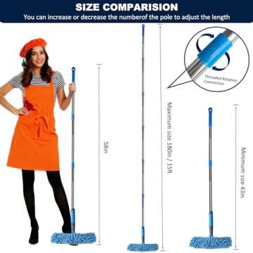 20+ Feet Reach Blue 2 in 1 Window Washing Squeegee & Duster with 3-14 ft Spliceable Extension Pole // Window Cleaning Tool & Window Washer Squeegee for Home Indoor Outdoor Window Washing - 3 Pad