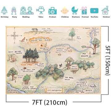Alltten 7x5FT 100 Acre Woods Bear Backdrop Children Baby Shower Cartoon Photography Background Baby ...